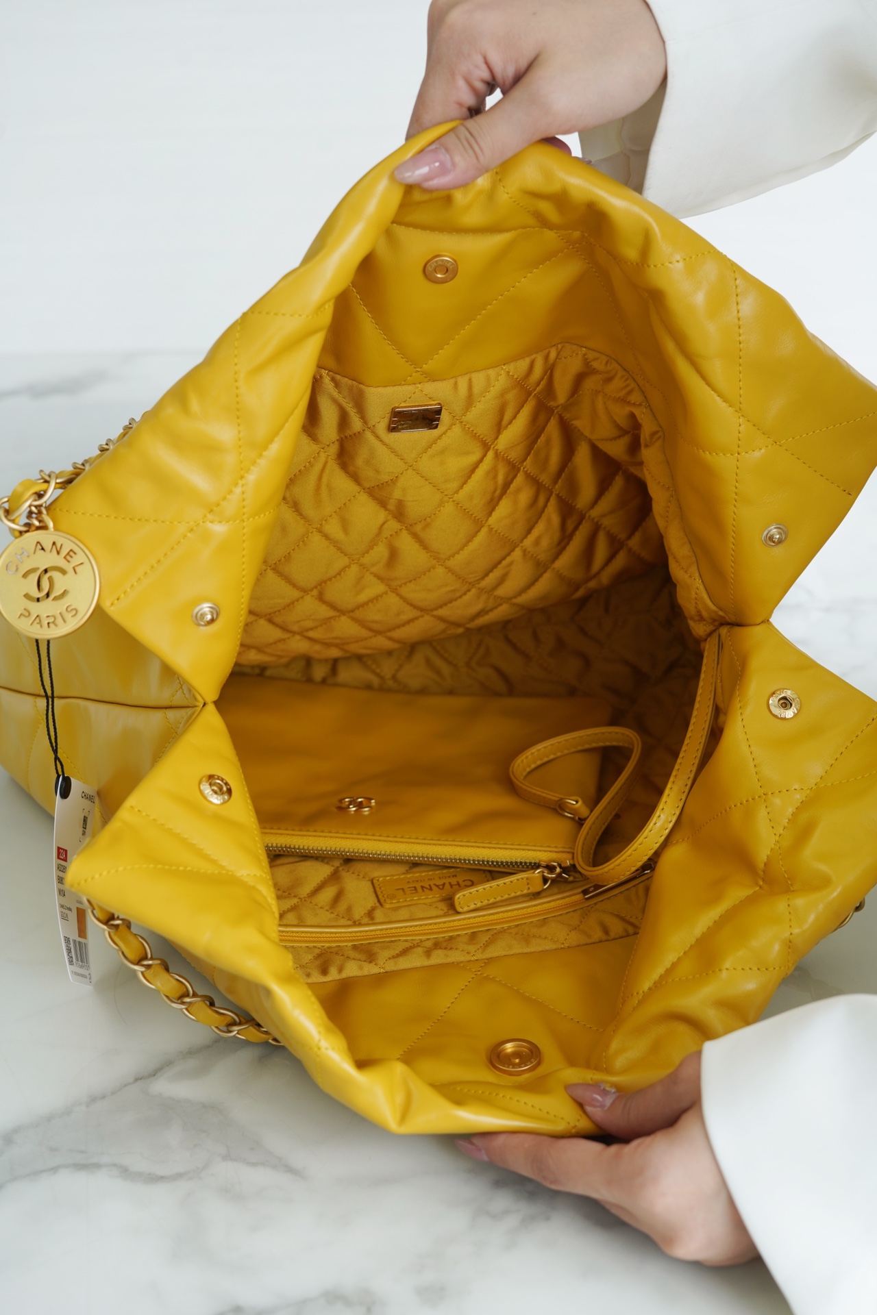 Chanel 22P Handbag Medium Mango Yellow  