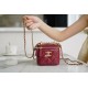 Double Gold Ball Mini Box Bag Burgundy Calfskin  