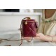 Double Gold Ball Mini Box Bag Burgundy Calfskin  