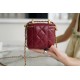 Double Gold Ball Mini Box Bag Burgundy Calfskin  