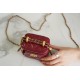 Double Gold Ball Mini Box Bag Burgundy Calfskin  