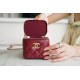 Double Gold Ball Mini Box Bag Burgundy Calfskin  