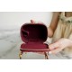 Double Gold Ball Mini Box Bag Burgundy Calfskin  