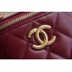 Double Gold Ball Mini Box Bag Burgundy Calfskin  