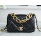 Chanel 22A Chunky Chain Flap Bag Black Lambskin  