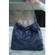 Chanel 22P Handbag Deep Blue Gold Medium Glossy Calfskin  