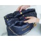 Chanel 22P Handbag Deep Blue Gold Medium Glossy Calfskin  