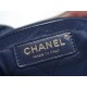 Chanel 22P Handbag Deep Blue Gold Medium Glossy Calfskin  