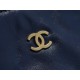 Chanel 22P Handbag Deep Blue Gold Medium Glossy Calfskin  