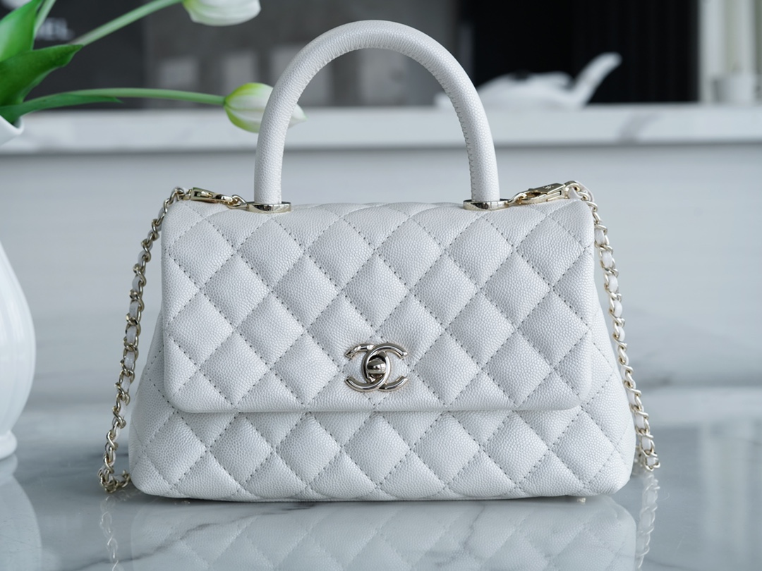 Chanel Coco Handle Calfskin Handle Small Pearl White Calfskin  