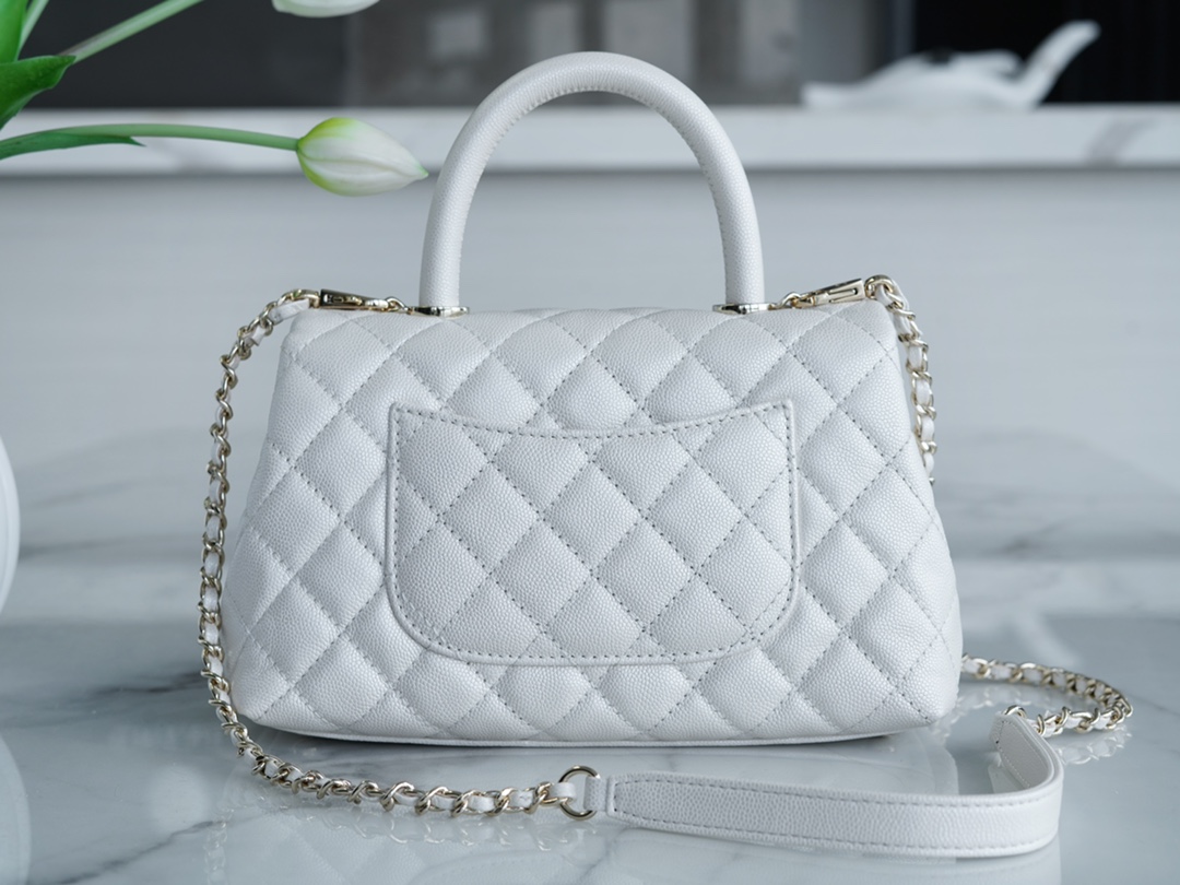 Chanel Coco Handle Calfskin Handle Small Pearl White Calfskin  