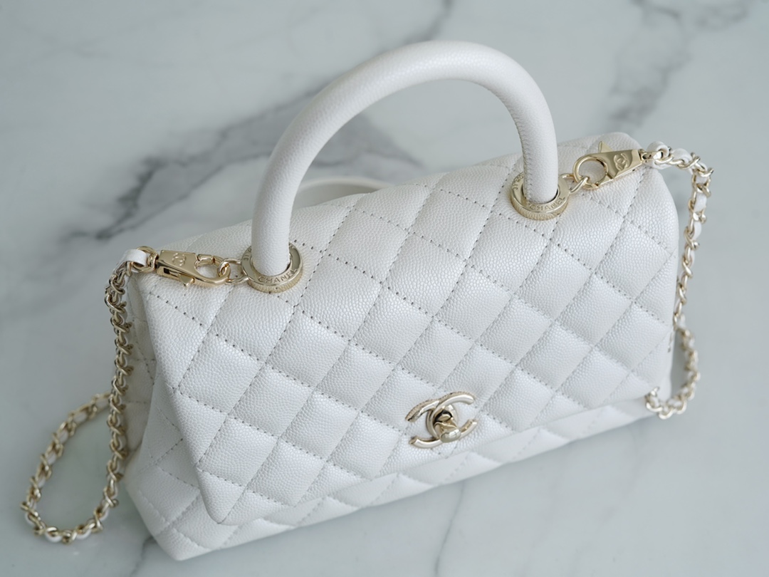 Chanel Coco Handle Calfskin Handle Small Pearl White Calfskin  