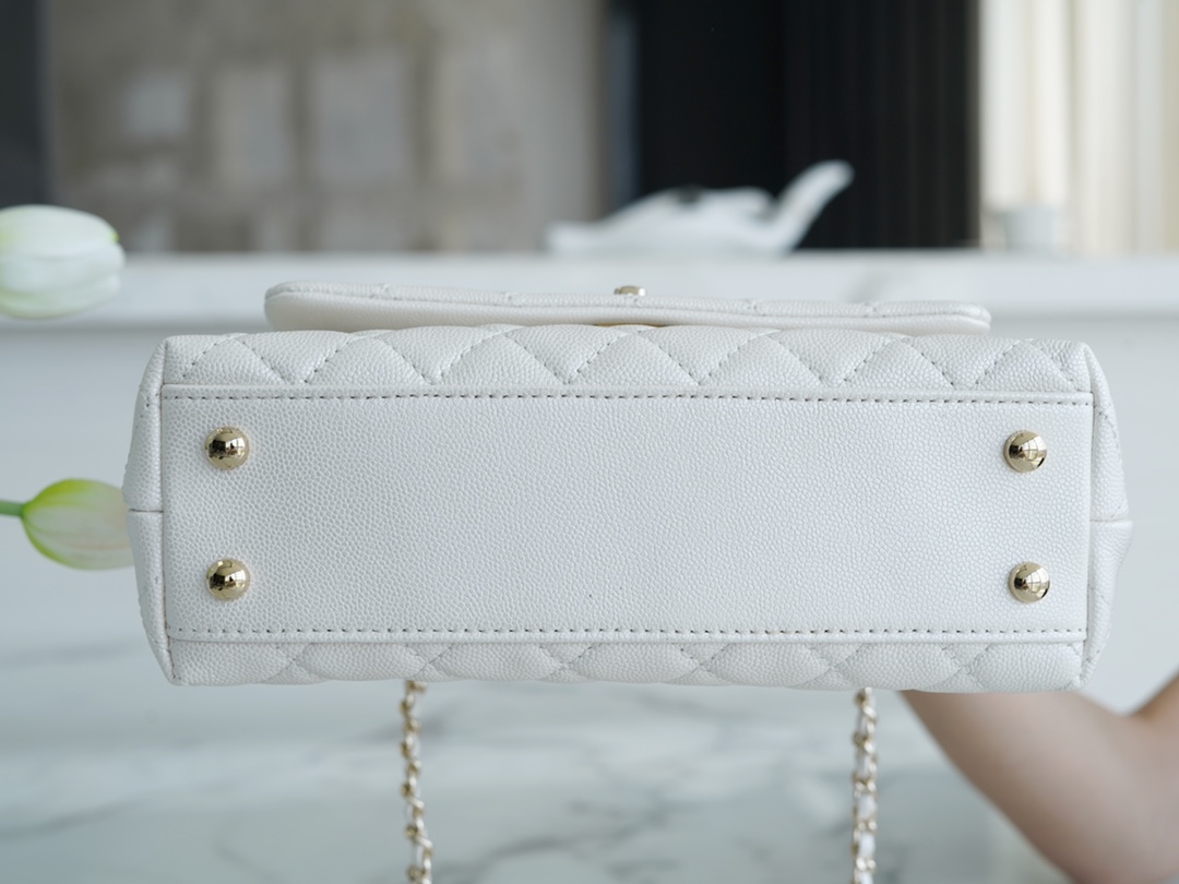 Chanel Coco Handle Calfskin Handle Small Pearl White Calfskin  