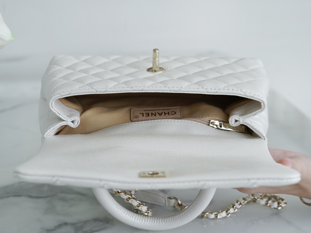 Chanel Coco Handle Calfskin Handle Small Pearl White Calfskin  