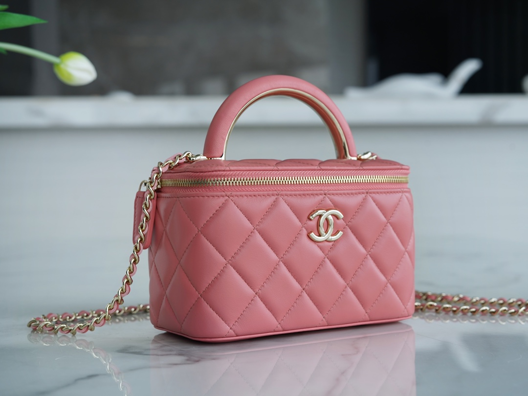 Chanel 22A Long Box Tote Peach Pink  