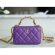 Chanel 22A Mini Chain Makeup Bag Purple Lambskin  