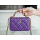 Chanel 22A Mini Chain Makeup Bag Purple Lambskin  