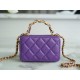 Chanel 22A Mini Chain Makeup Bag Purple Lambskin  