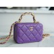 Chanel 22A Mini Chain Makeup Bag Purple Lambskin  