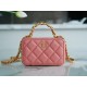 Chanel 22A Mini Chain Makeup Bag Pink Lambskin  