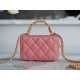 Chanel 22A Mini Chain Makeup Bag Pink Lambskin  