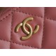 Chanel 22A Mini Chain Makeup Bag Pink Lambskin  