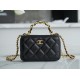 Chanel 22A Mini Chain Makeup Bag Black Lambskin  