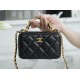 Chanel 22A Mini Chain Makeup Bag Black Lambskin  