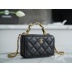 Chanel 22A Mini Chain Makeup Bag Black Lambskin  