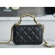 Chanel 22A Mini Chain Makeup Bag Black Lambskin  