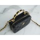 Chanel 22A Mini Chain Makeup Bag Black Lambskin  