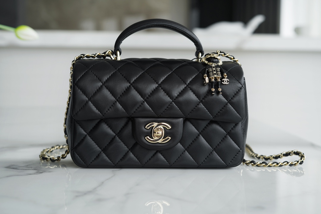 Chanel 2022 Mini CF Top Handle Limited Edition Little Lion Bag Lambskin  