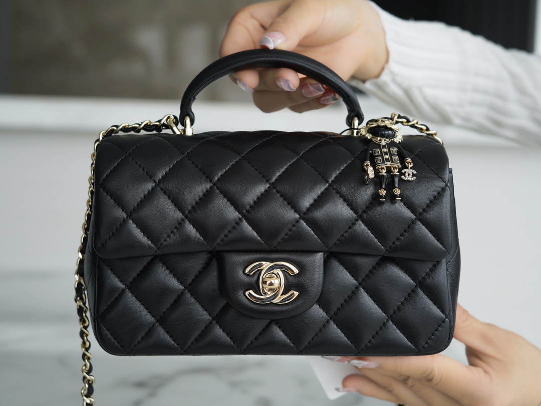 Chanel 2022 Mini CF Top Handle Limited Edition Little Lion Bag Lambskin  