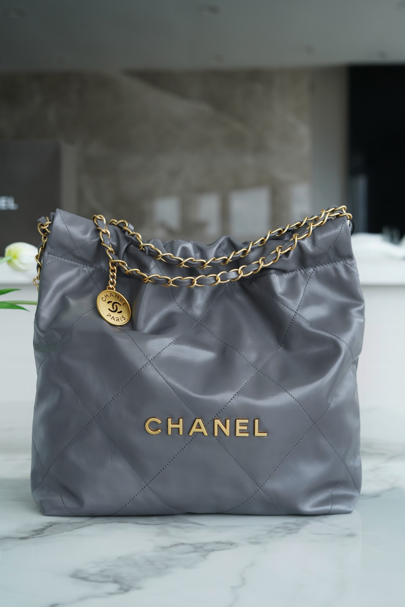 Chanel 22P Handbag Small Premium Grey  