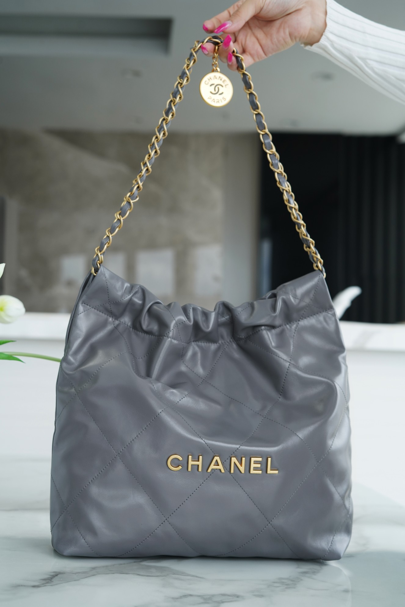 Chanel 22P Handbag Small Premium Grey  