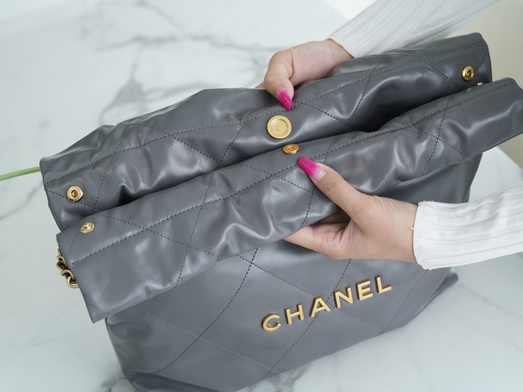 Chanel 22P Handbag Small Premium Grey  