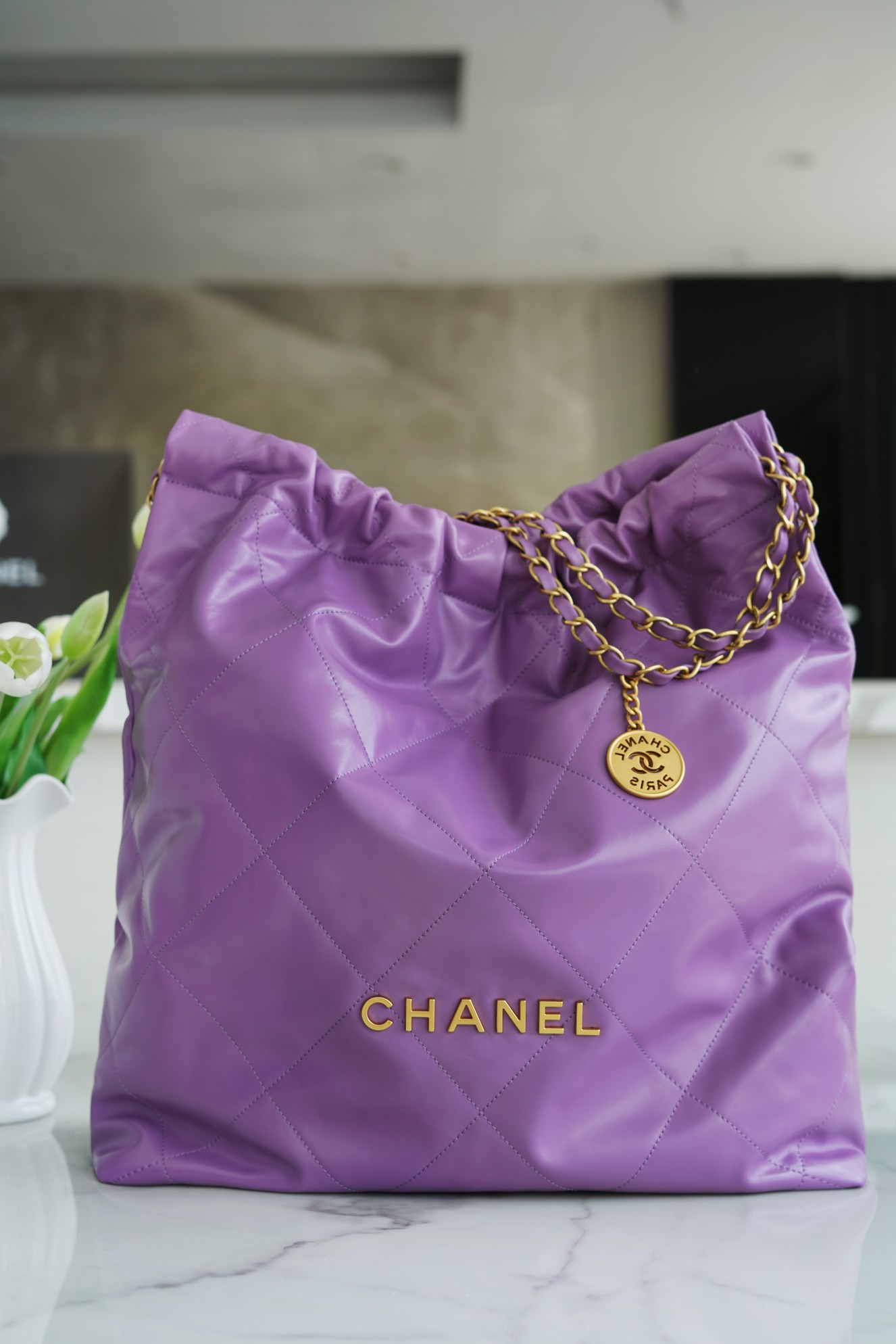 Chanel 22P Handbag Large Purple  