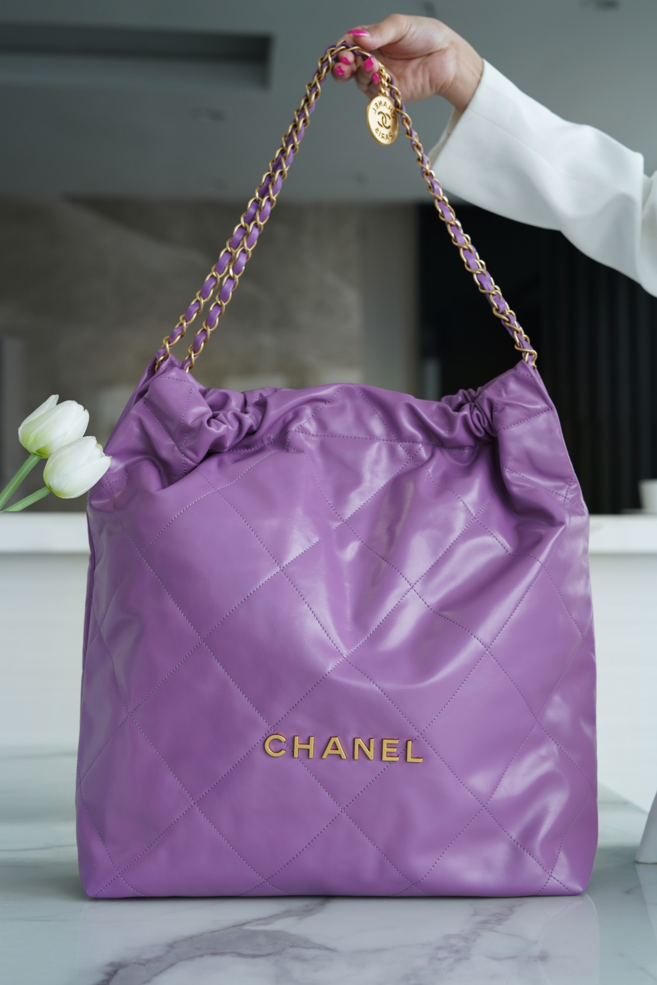 Chanel 22P Handbag Large Purple  