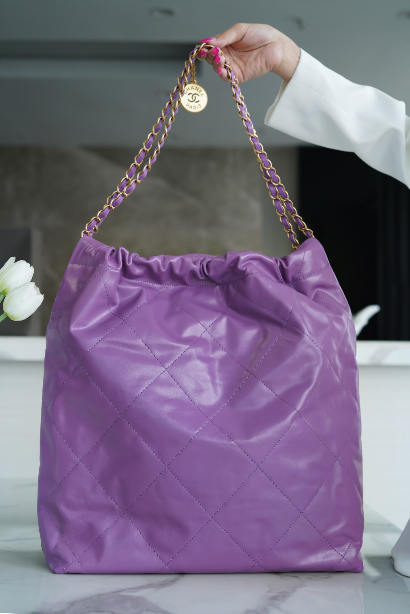 Chanel 22P Handbag Large Purple  