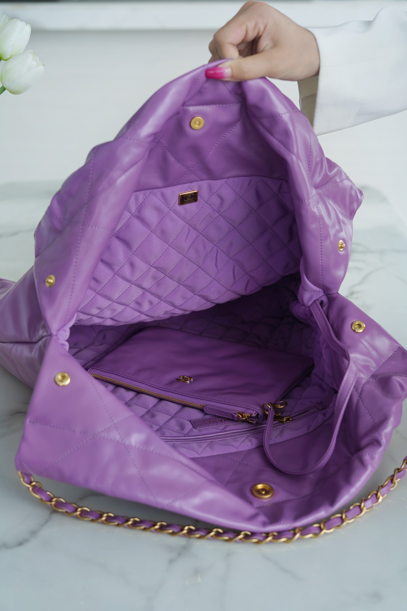 Chanel 22P Handbag Large Purple  