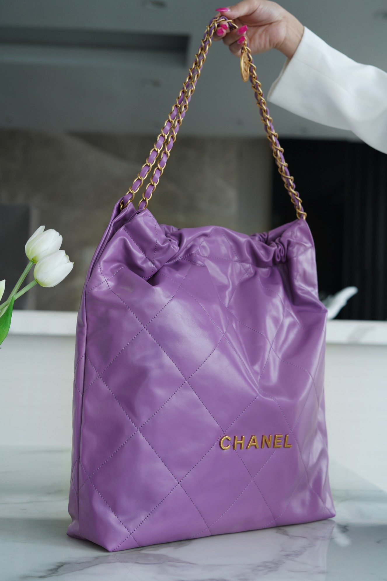 Chanel 22P Handbag Large Purple  