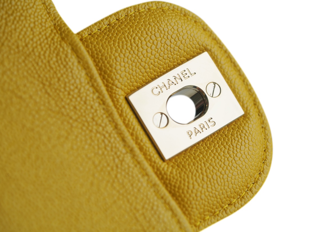 CF Classic Flap Washed Calfskin Medium Mango Yellow  