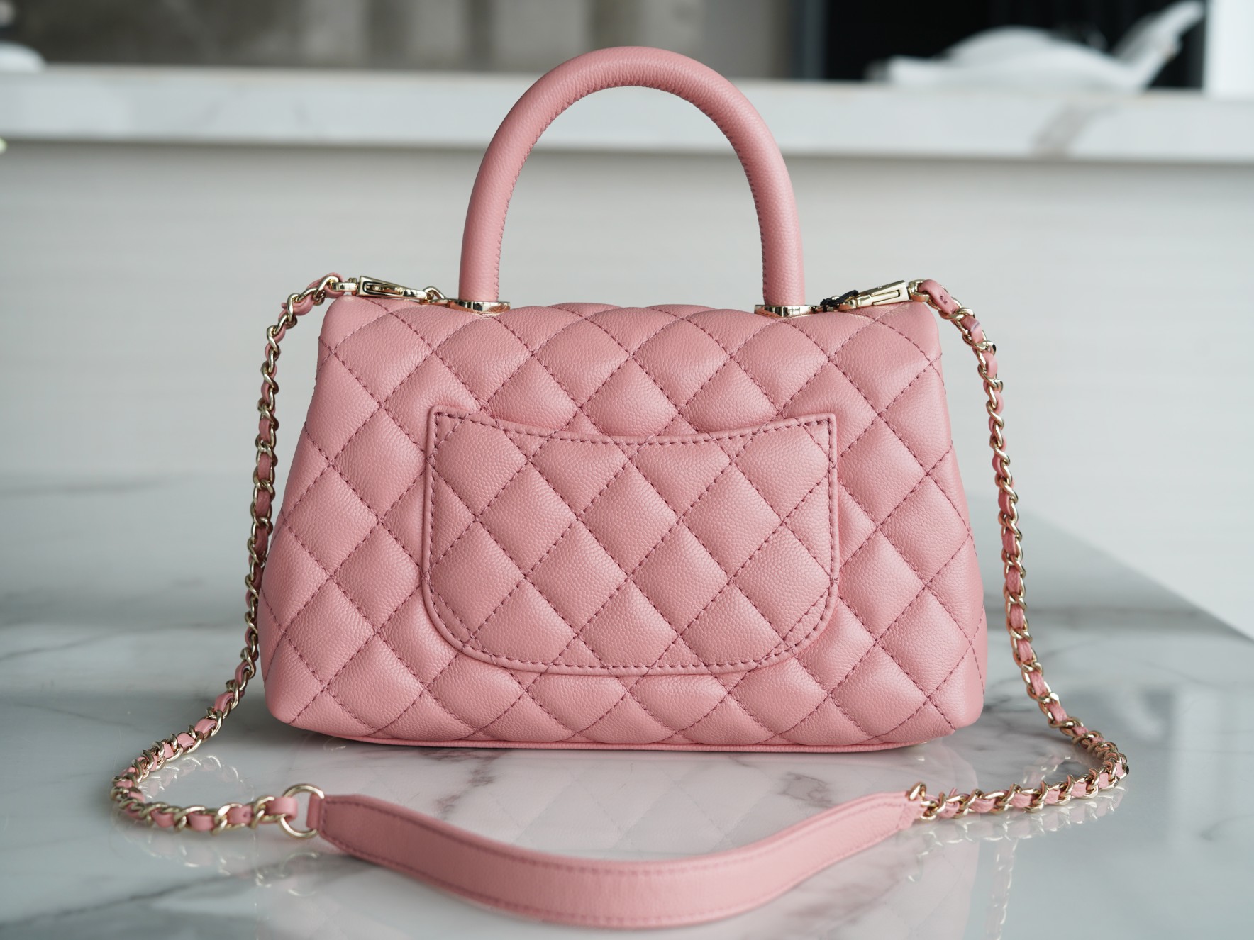 Chanel Coco Handle Calfskin Handle Pink Small  