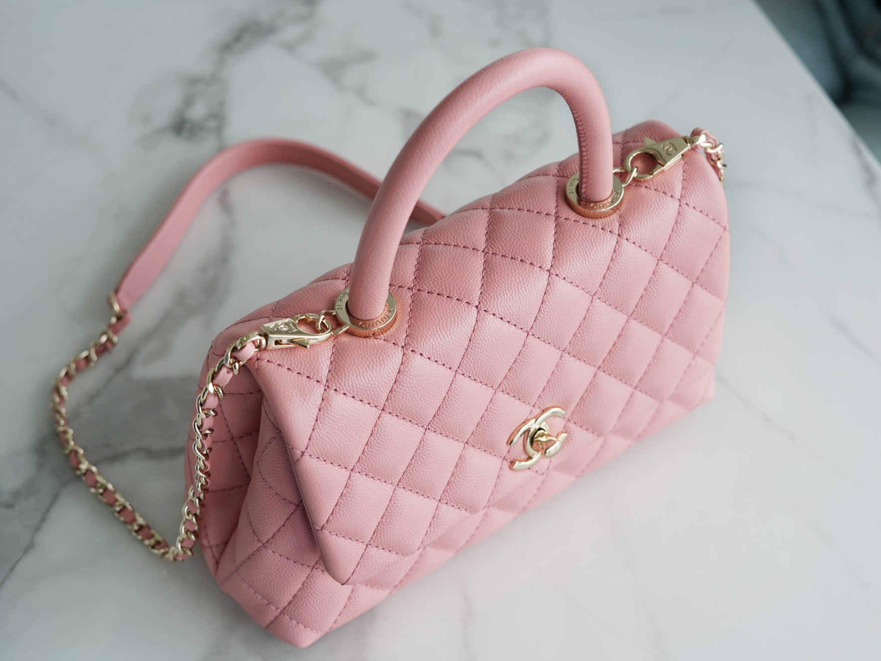 Chanel Coco Handle Calfskin Handle Pink Small  