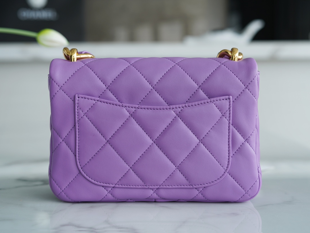 Chanel 22S Chunky Chain CF Shoulder Bag Small Purple