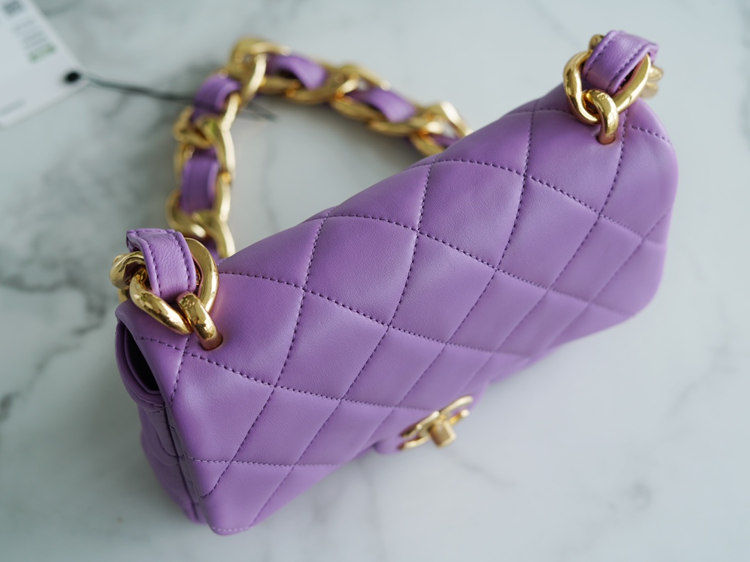 Chanel 22S Chunky Chain CF Shoulder Bag Small Purple