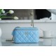 Chanel 22S Woven Gold Ball Long Box Sky Blue Lambskin  