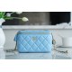 Chanel 22S Woven Gold Ball Long Box Sky Blue Lambskin  