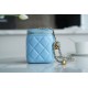 Chanel 22S Woven Gold Ball Long Box Sky Blue Lambskin  