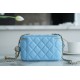 Chanel 22S Woven Gold Ball Long Box Sky Blue Lambskin  